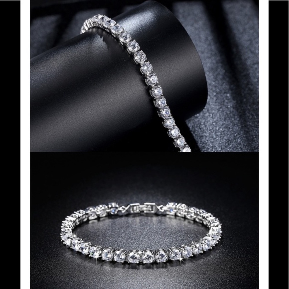 4-5mm Silver Full Drill Tennis Crystals Bracelet - Picture 9 of 16